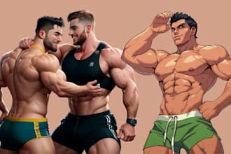 draw gay bara muscle, nsfw, gay character,bara, fan art, yaoi,fanart, oc comic