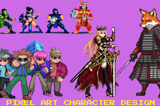 create high quality pixel art character design,  animation for your game art
