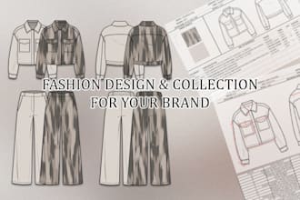 design a fashion collection for your brand, tech pack optional