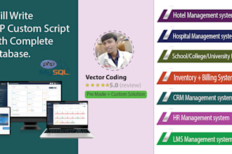 write PHP custom project code erp and HR ,CRM management system