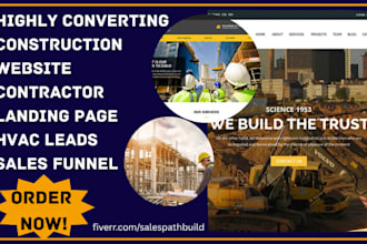 design high income contractor landing page construction website hvac salesfunnel