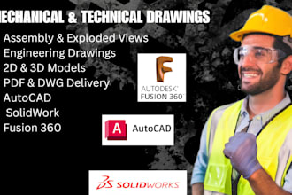do mechanical and technical drawing using solidworks, autocad and fusion360