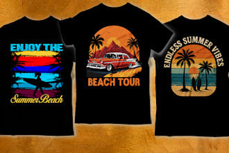 make retro vintage summer beach outdoor t shirt design