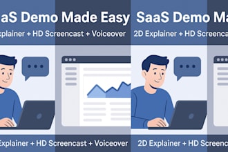 create saas demo video 2d animated explainer video HD screencast tutorial