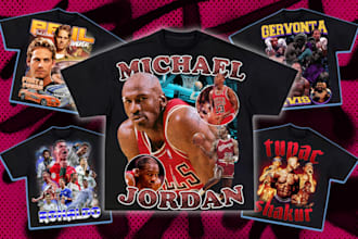 design a vintage tshirt nba,nfl etc 90s style