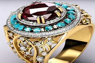 create 3d jewelry model, engagement rings, bracelets for 3d printing, stl