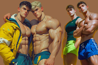 do gay bara illustration yaoi bara, gay muscle illustration, bara character art