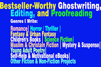 ghostwrite your book or ebook, edit, proofread, format, and translate books