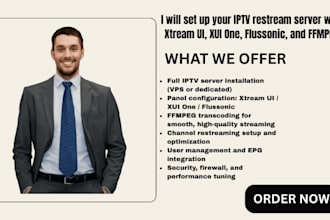 setup your iptv restream server with xtream ui, xui one, flussonic and ffmpeg