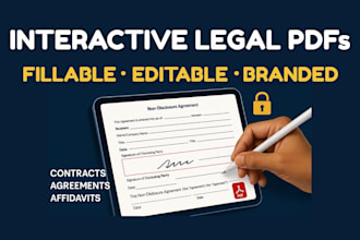 design contracts, agreements, affidavits, legal fillable pdf interactive adobe