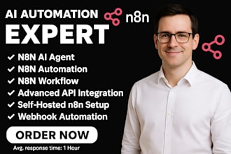 build n8n automation, ai agent, API integration, and self hosted workflow
