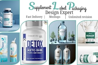 do supplement product label design cbd label, bottle packaging with 3d mockup