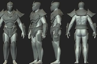 do 3d cosplay character design, 3d rigging, for 3d printing and stl file