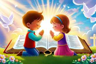 create bible illustration and christian children book illustration