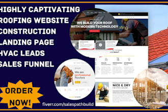 design highly converting construction landing page roofing website hvac leads