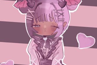 make a kawaii anime cute sketch for you in my artstyle