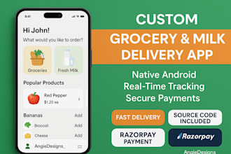 develop a feature rich grocery delivery android app with payment integration