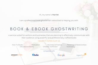 ghostwrite and format nonfiction book or write fiction ebook