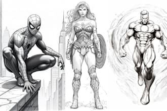 draw superhero comic anime comic graphic novel cartoon character in comic style