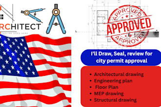 review do architectural drawing stamp and seal floor plan mep hvac city permit