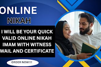be your quick valid online nikah imam nikah with witness wali and certificate