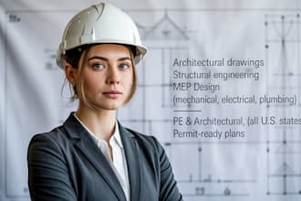 provide architectural drawing, structural design, and pe stamp for all US states