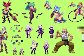 do 2d pixel game art character design nsfw pixel sprite animation game asset