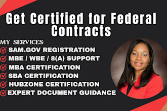 assist with 8a, mbe, wbe, wosb, sdvosb, hubzone, sba at sam gov
