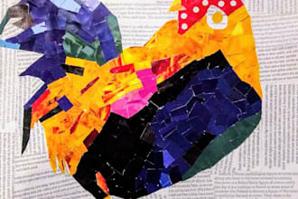 create unique optical illusion collage abstract and pop art style hand drawings
