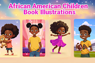do cute african american children book illustration