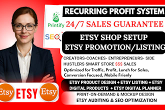 etsy store setup, etsy shop, etsy listing, etsy promotion, etsy digital products