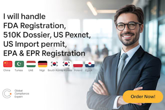 do fda registration, 510k dossier, US import permit, epa, epr registration uk