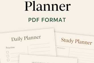 design aesthetic and functional study planners in PDF format