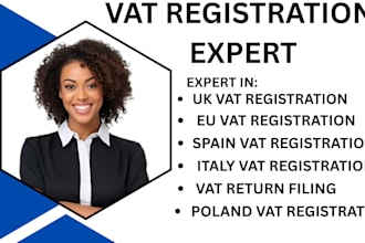 professional vat registration return filing for UK, eu, spain, italy, and poland