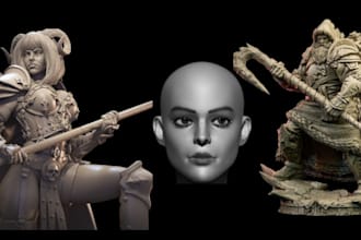 sculpt 3d model, action figure, miniature, 3d head for 3d printing, 3d stl file