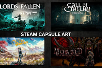 do steam capsule art, game banner, game ui, marketing banner, steam art