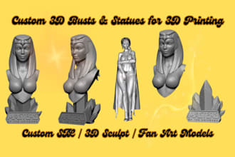 sculpt stylized 3d printable busts and statues for collectibles or fan art