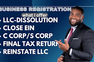 prepare and file us tax return amend llc, dissolve llc, c corp  close ein