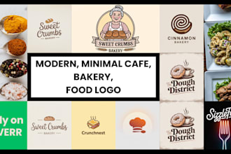 design a modern, minimal cafe, bakery and food logo