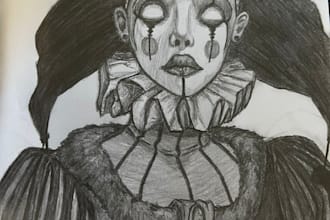 create hand drawn black and white pencil sketches