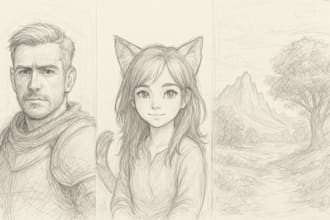 draw realistic character design, cute concept art illustration and environment