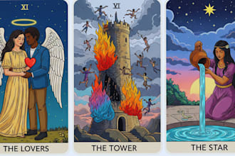 design custom tarot playing cards, illustrate in dark art style