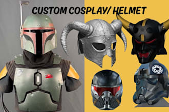 sculpt custom 3d cosplay armor, helmet, mask, props, stl model for 3d printing