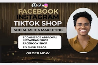 set up tiktok shop, instagram shop facebook shop or shopify dropshipping store