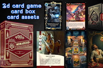 design 2d card game, tarot, oracle, tcg cards with box and full game assets