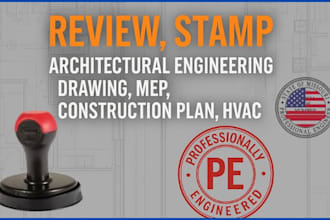 review, stamp architectural engineering drawing, mep, construction plan, hvac