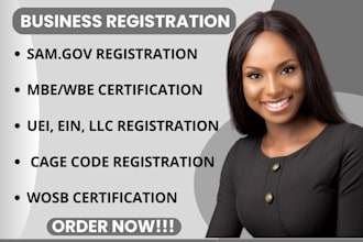 handle samgov, mbe, wosb certification, uei, ein, llc, and cage registration