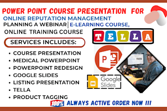 create a webinar course video  presentation slides for online training