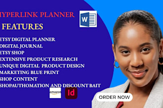design custom printable digital esty hyperlink journal note book  planner