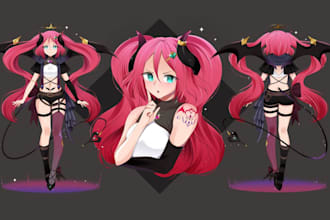 draw custom anime vtuber refence sheet anime character live 2d png tuber, twitch